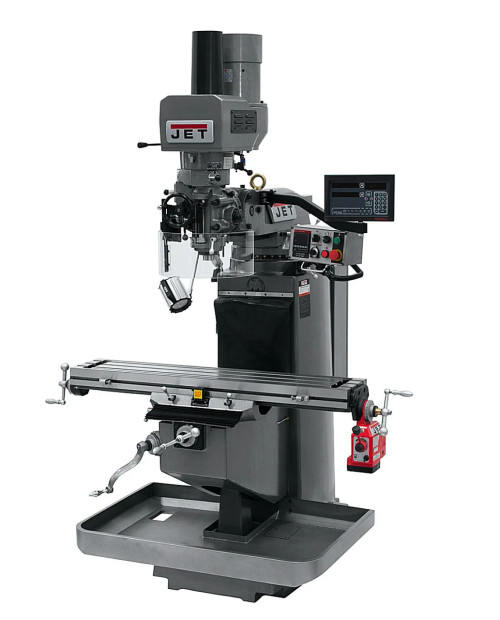 JET Tools JTM-949EVS Mill W/3-Axis Newall DP700 DRO (Knee) With X-Axis Powerfeed and Air Powered Draw Bar