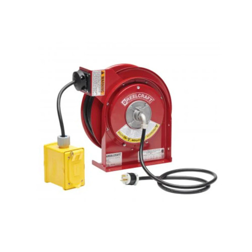 Reelcraft L 4545 123 7A 12/3 45 ft. Premium Duty Duplex Outlet Box w/GFCI Power Cord Reel