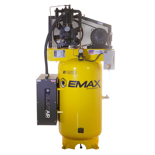 EMAX Premium 5 HP 3 PH 80 Gallon Vertical With Air Silencer-With Pressure Lube Pump