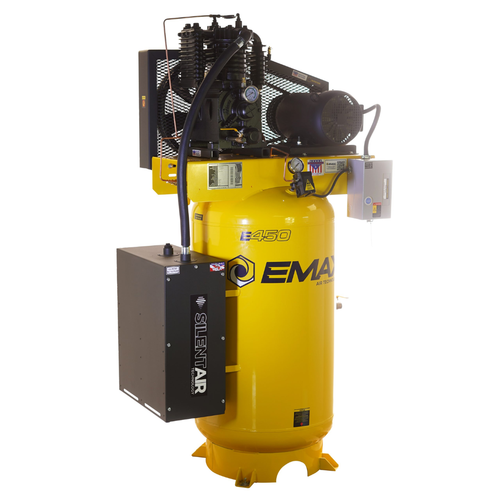 EMAX Premium 5 HP 3 PH 80 Gallon Vertical With Air Silencer-With Pressure Lube Pump