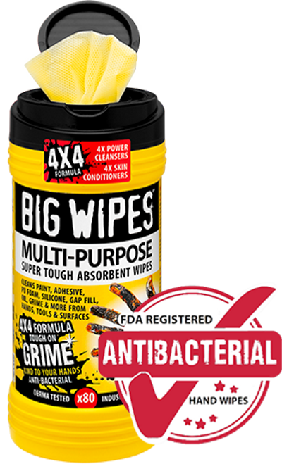 Big Wipes Multi-Purpose Antibacterial Hand Sanitizining Wipes (Case of 8)