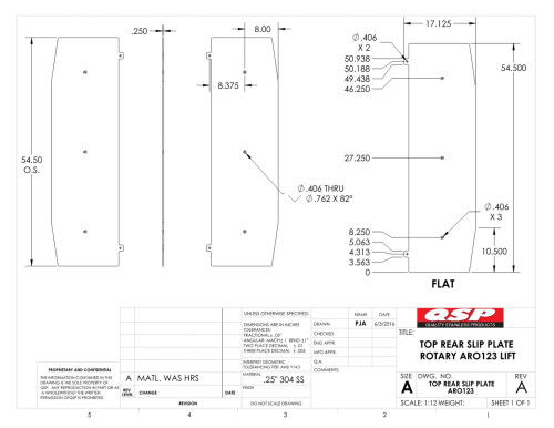 QSP-51-123 Rear Slip Plate Top - Rotary ARO123 (QSP-51-123)