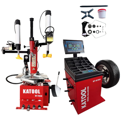 Katool Combo 4: Tire Changer KT-T830 & Wheel Balancer KT-B760 with adaptors