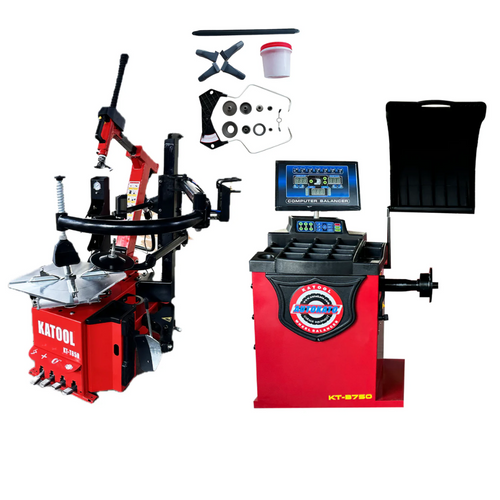 Katool Combo 9: Tire Changer KT-T850 & Wheel Balancer KT-B750 with adaptors