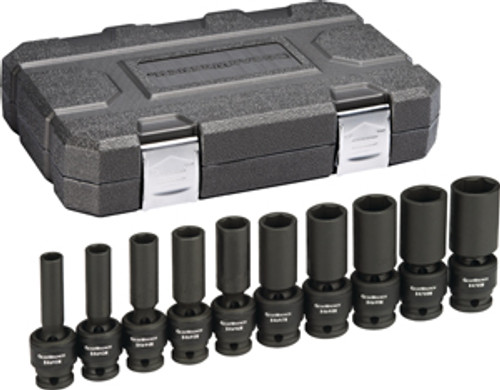 GEARWRENCH - ACH 84943N 10 Pc 1/2-Inch Drive 6 Point SAE Deep Universal Impact Automotive Socket Set