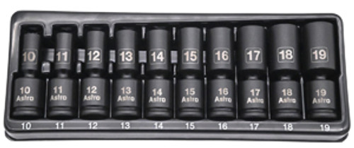 Astro Pneumatic 78344M 10 Piece 3/8 Drive Metric Mid-Length Pinless Impact Socket Set