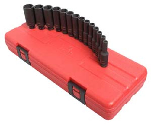 SUNEX TOOL - CC 1831 1/4in Drive 14-Piece Metric Deep Magnetic Impact Socket Set