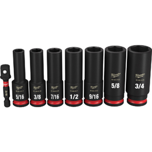 MILWAUKEE ELECTRIC TOOL - ACH 49-66-7024 8 Piece 3/8 Inch Drive Deep SAE Shockwave Impact Socket Set