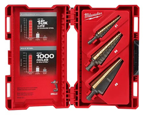 MILWAUKEE ELECTRIC TOOL - ACH Cobalt Step Drill Bit Set Sizes #1 #4 #9