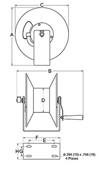 Reelcraft CT6100HN Light Duty Hand Crank Hose Reel