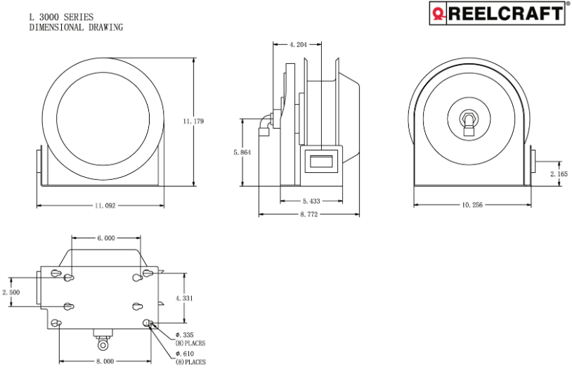 Reelcraft-l 3030 123 x 12/3 30 ft. Flying Lead Power Cord Reel