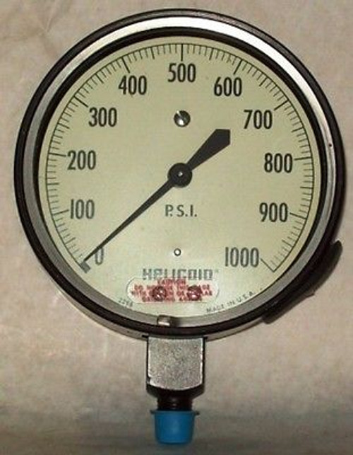 (Not Approved) Helicoid Pressure Gauge Ss 4" (0-1000Psi)Brassinternalsdialsize:1/4"Nptlowerbackconn.Panelmount