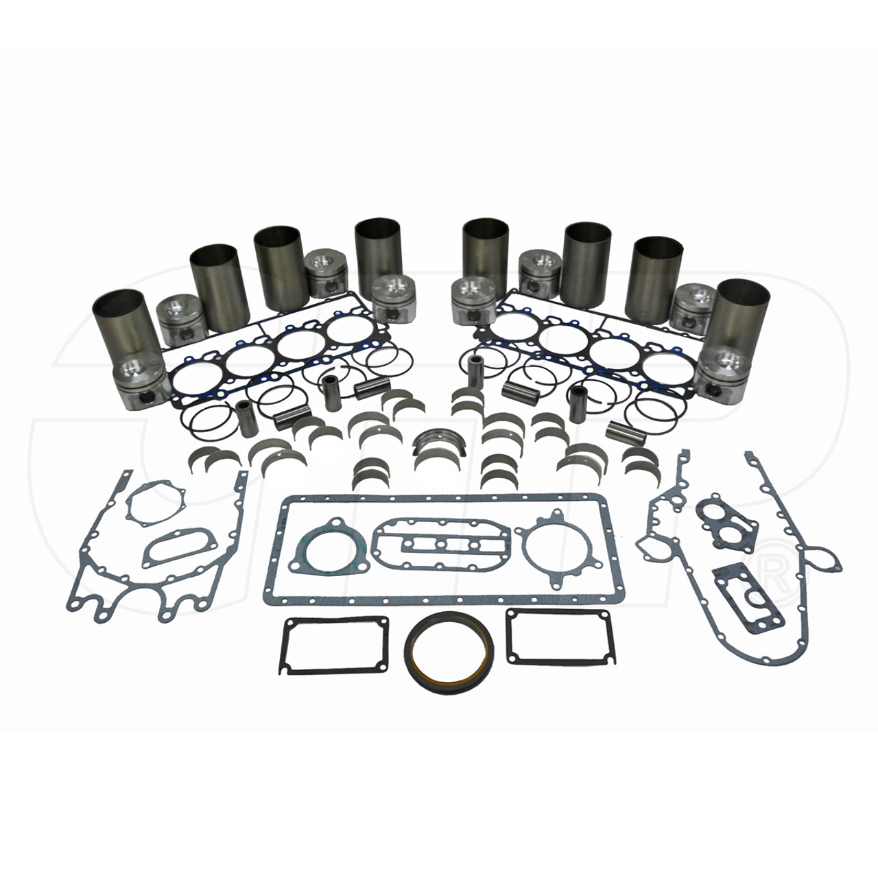 CTP7E4729-IK, 7E4729 IK In-frame Overhaul Kit
For CAT Caterpillar Machine/Engine/Model(s) 3208
In-frame Overhaul Kit for Backhoe Applications -
(Piston#7E4729, 7E-4729 - 3 RINGS)
Engine Arrangement# REQUIRED__________________________
Serial #___________________________
CTP In-frame kits offer quality parts engineered to work together for maximum performance.
All In-frame Kits come complete with:
Liners
Pistons
Piston Rings
Piston Pins
Retainers
Connecting Rod Bearings
Main Bearings
Thrust Plates
Valve Grinding Gasket Kits
Central Gasket Kit
Seal Kits
Features:
• Superior durability to give extended life between overhauls.
• Reduced break in oil consumption for greater economy.
• Incredible savings to keep your engine running profitably.
• In-frame Kits may be built to oversize specifications. Please
ask your sales representative for availability.