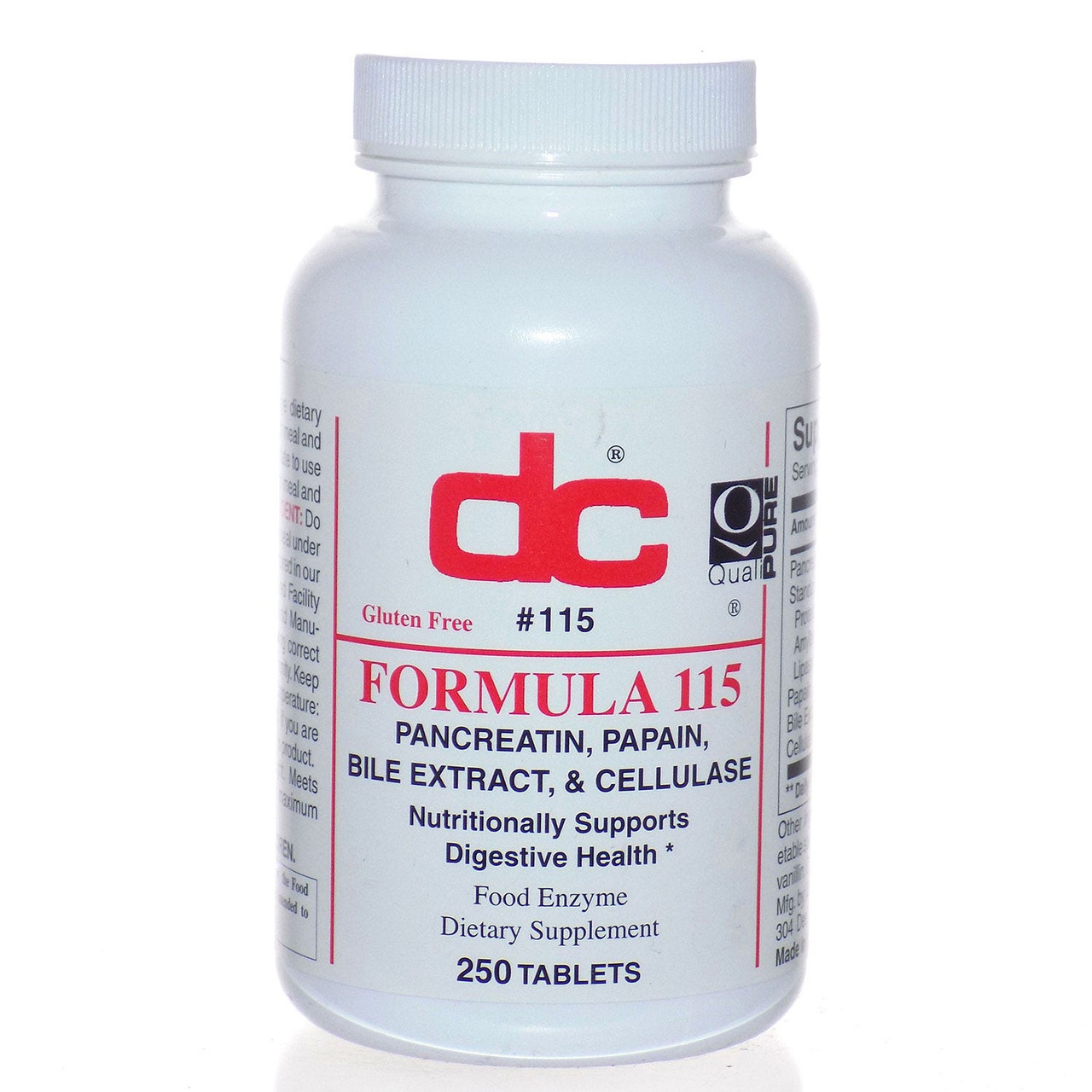 Natural Digestive Enzymes - Dee Cee Labs Formula 115 - Made in America
