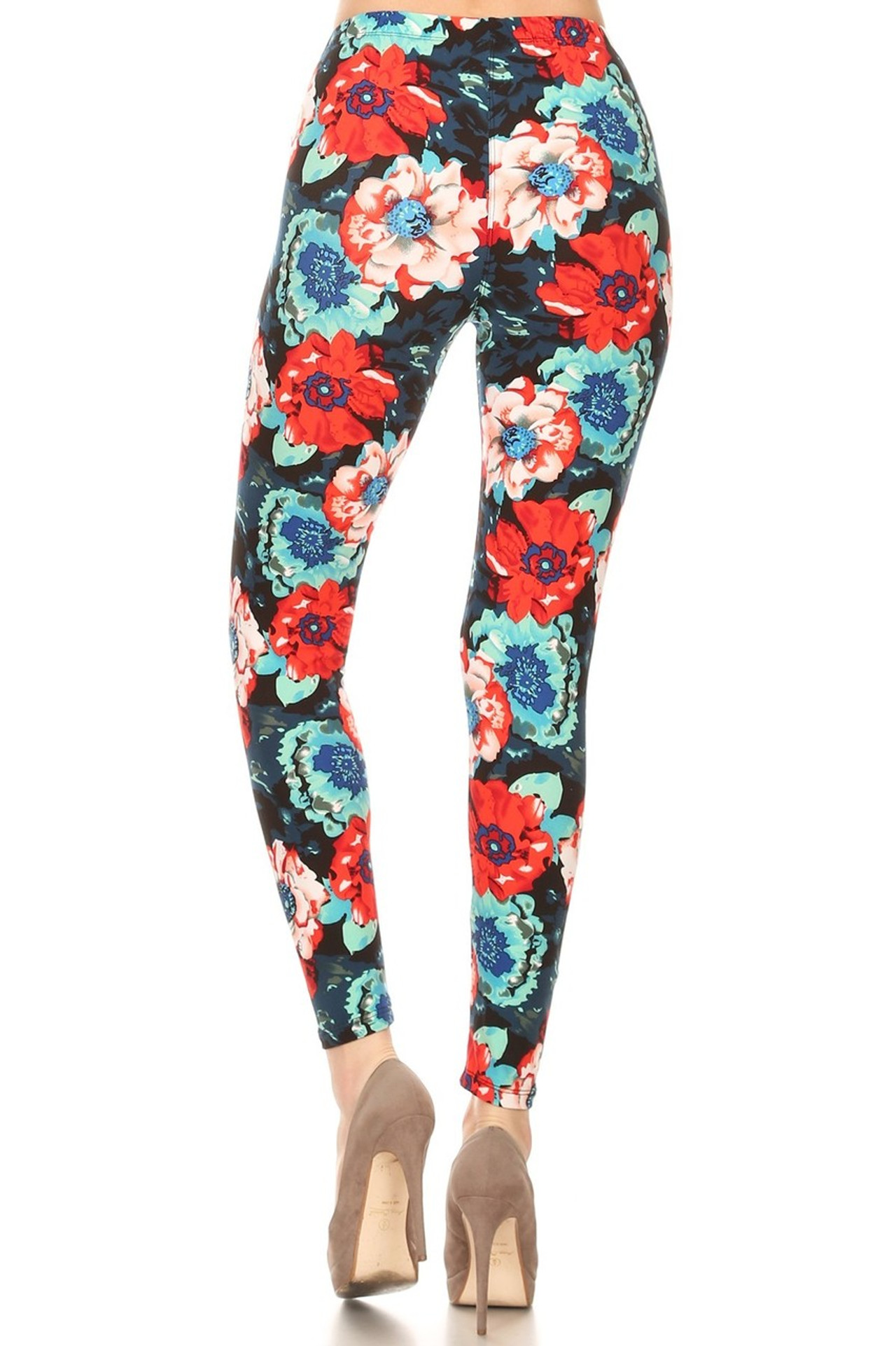 Soft Brushed Painted Floral Leggings | Only Leggings Superstore