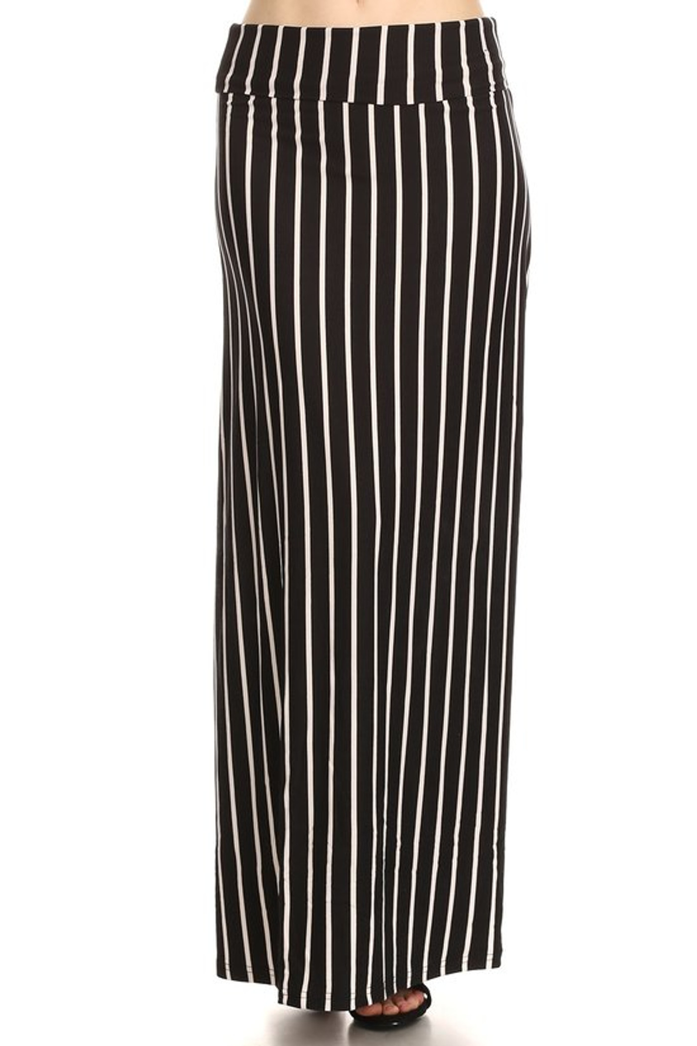 Brushed Black Pinstripe Maxi Skirt