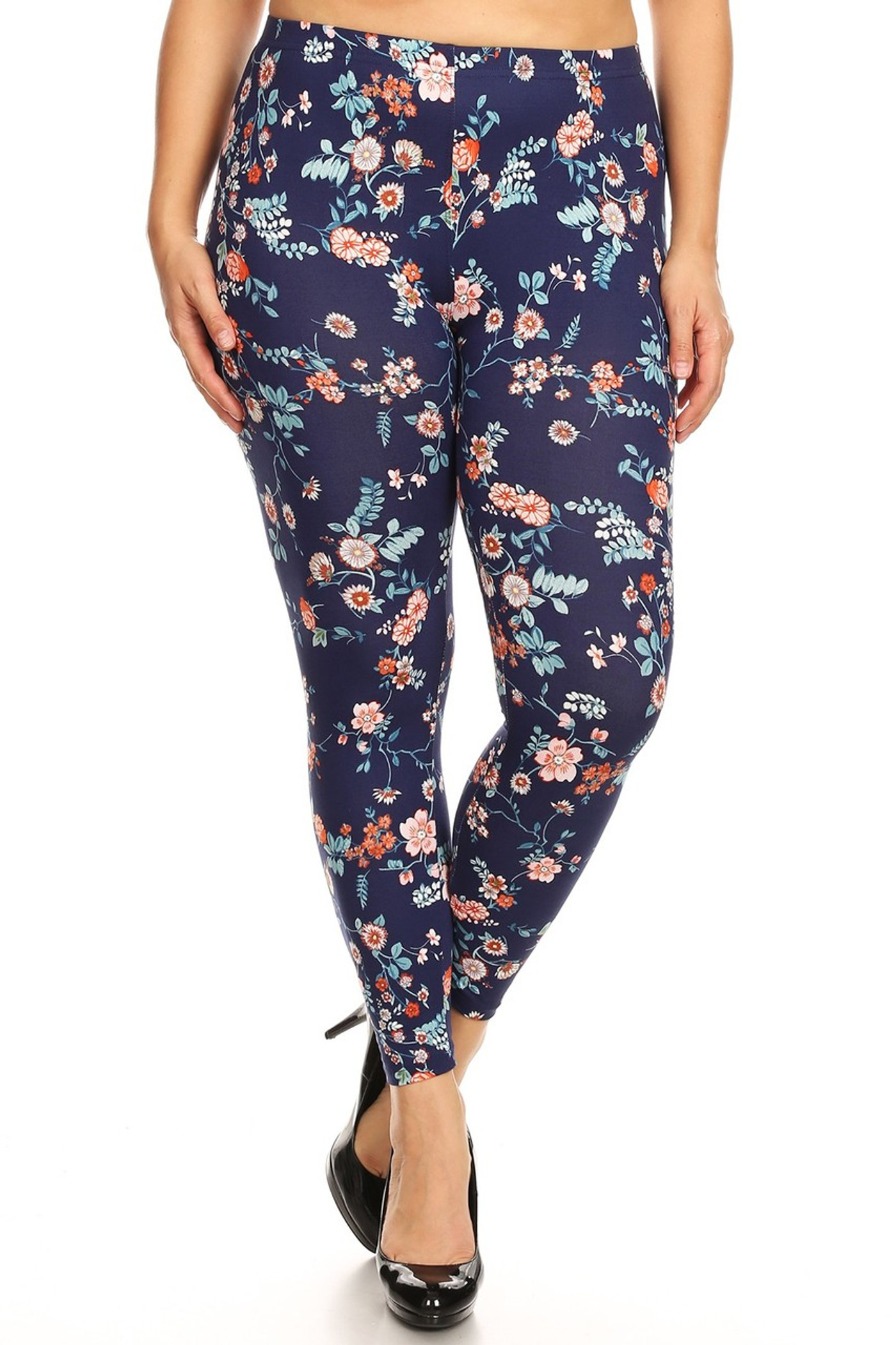 Brushed Spring Asian Floral Plus Size Leggings