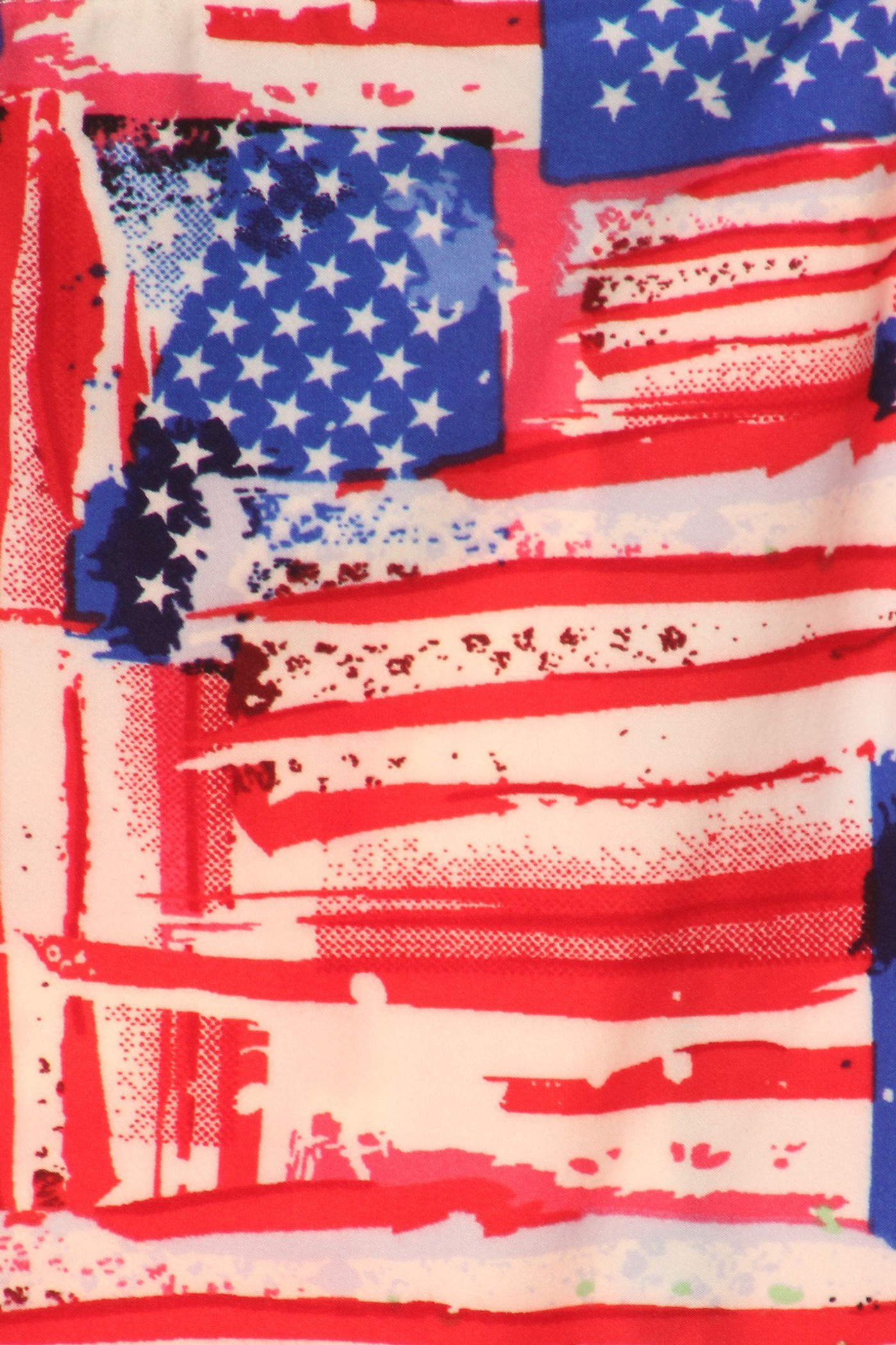 Close up of Soft Brushed Watercolor USA Flag Plus Size Leggings