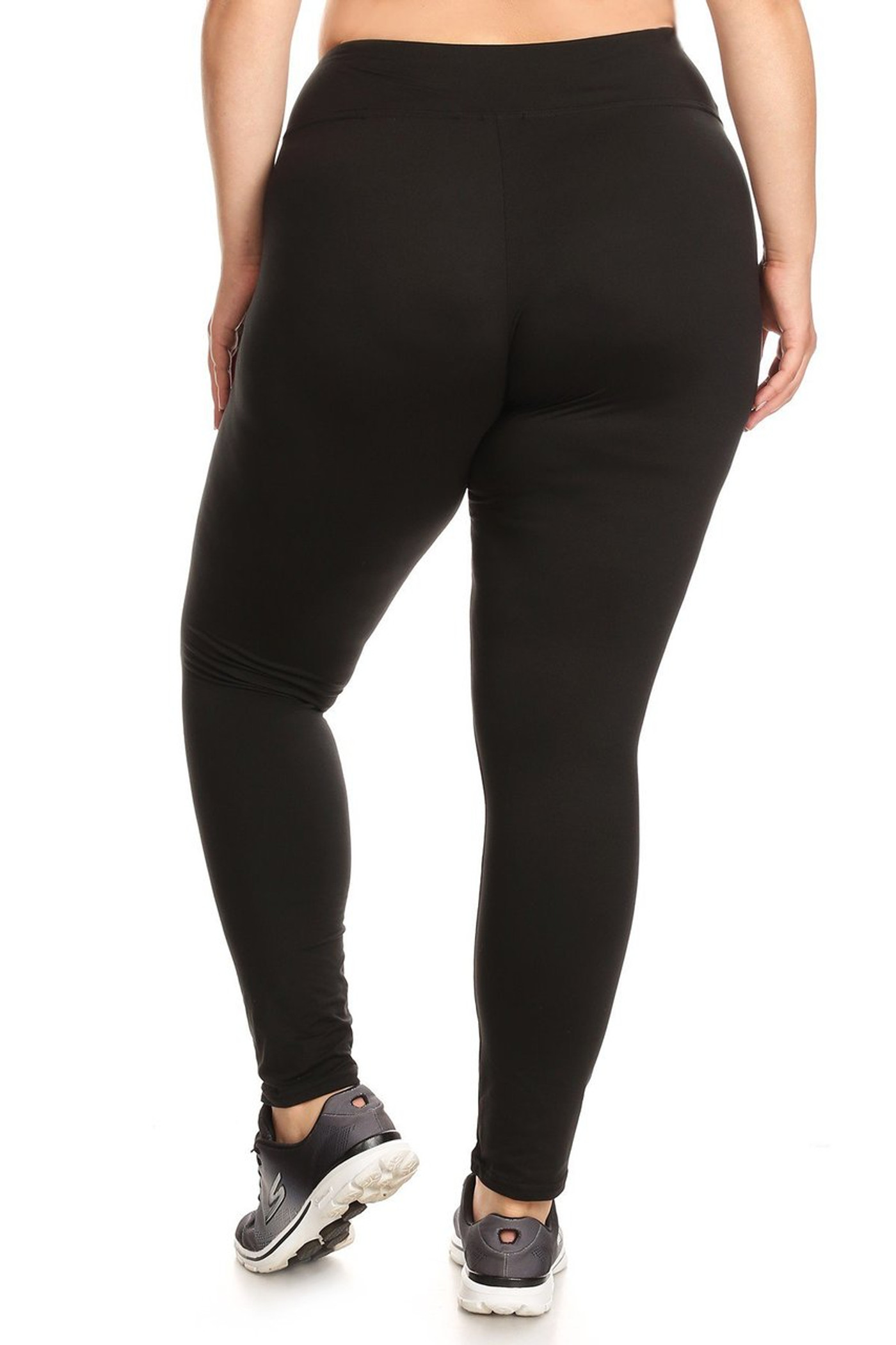 Brushed  back image of X7L105 - High Waisted Fleece Lined Sport Plus Size Leggings