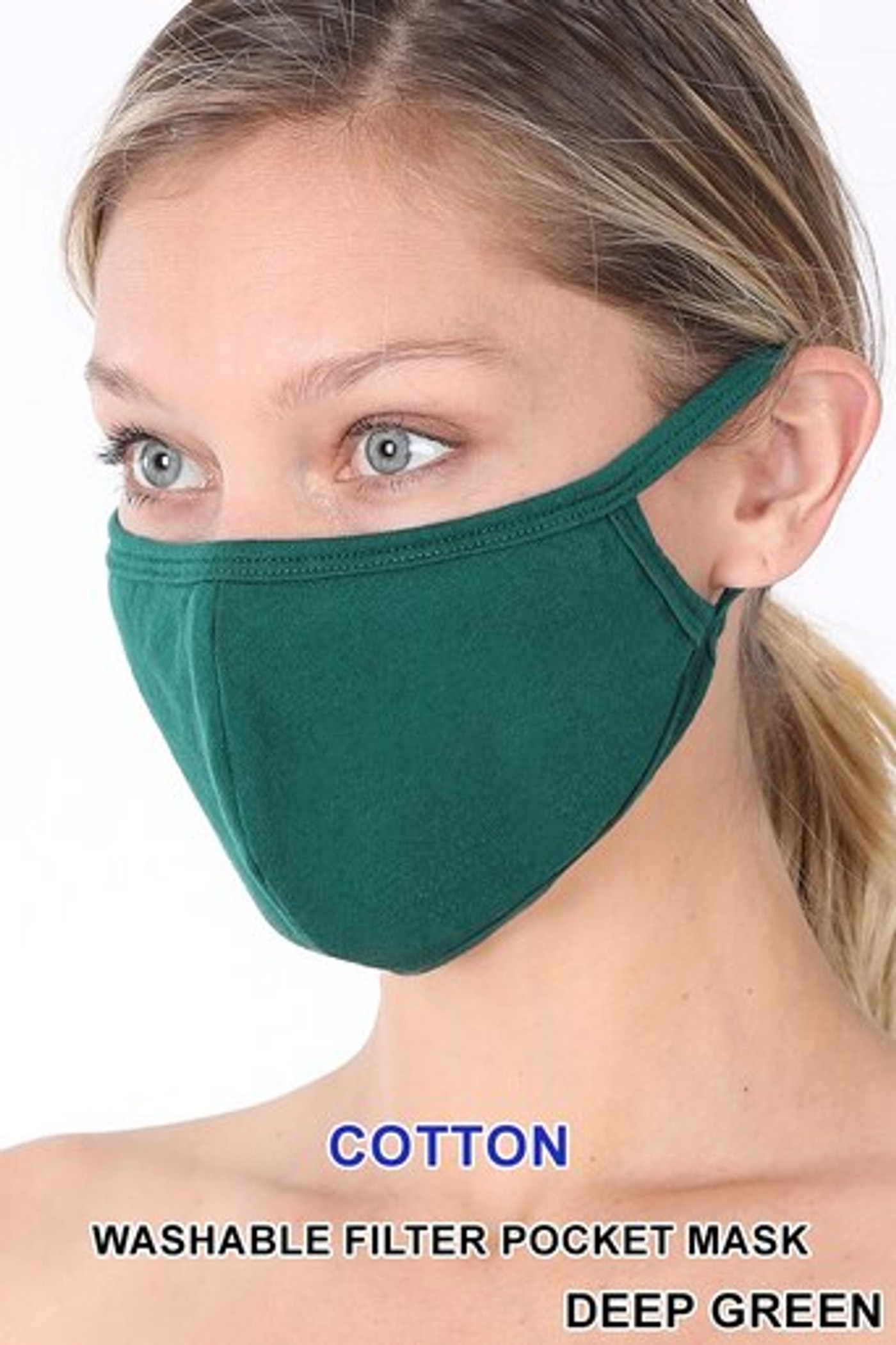Deep Green Solid Cotton Face Mask - Imported