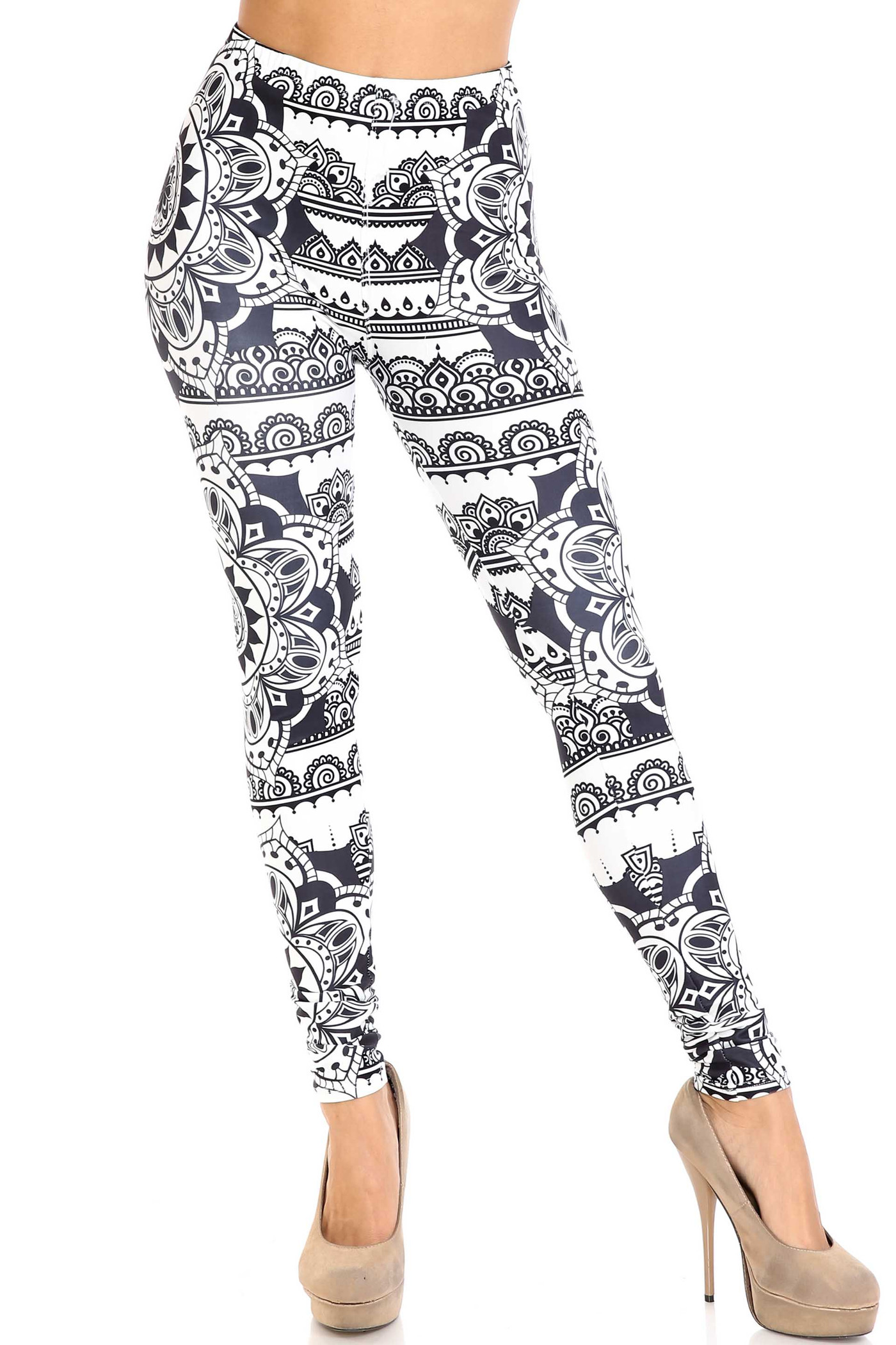 Creamy Soft Monochrome Mandala Leggings - By USA Fashion™