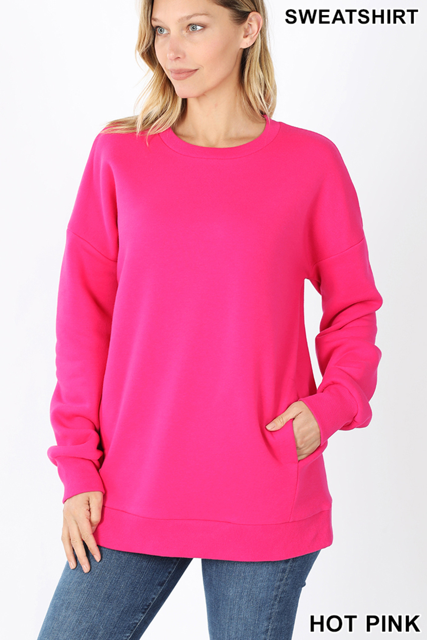 Round Crew Neck Sweatshirt with Side Pockets | Only Leggings