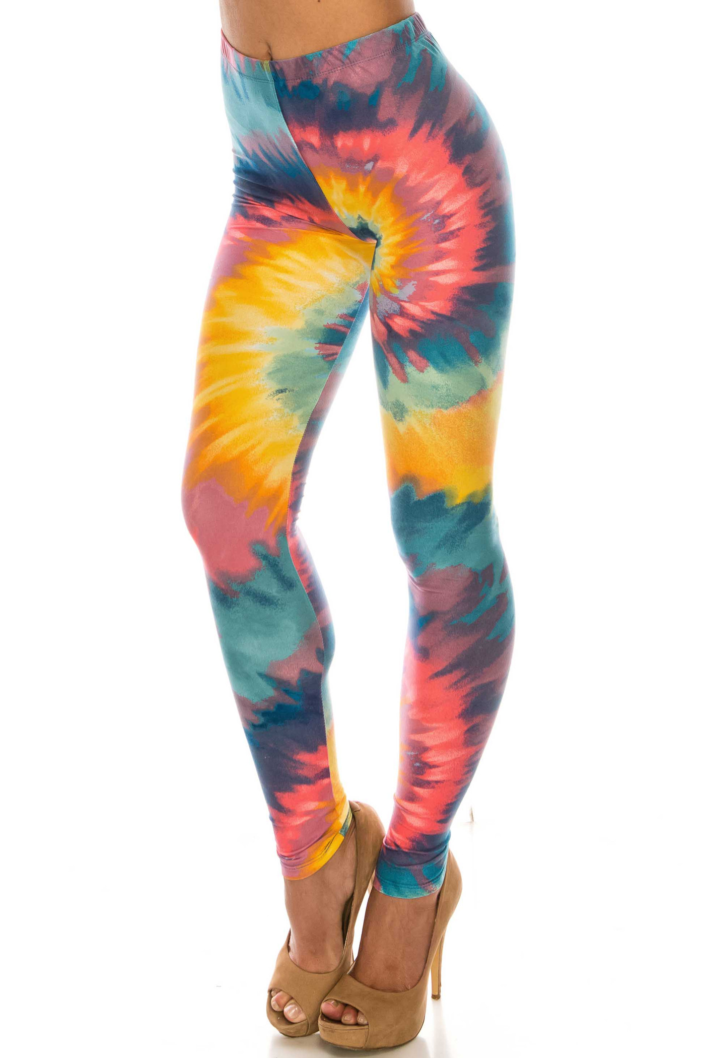 Buttery Smooth Multi-Color-Bold Tie Dye Plus Size Leggings