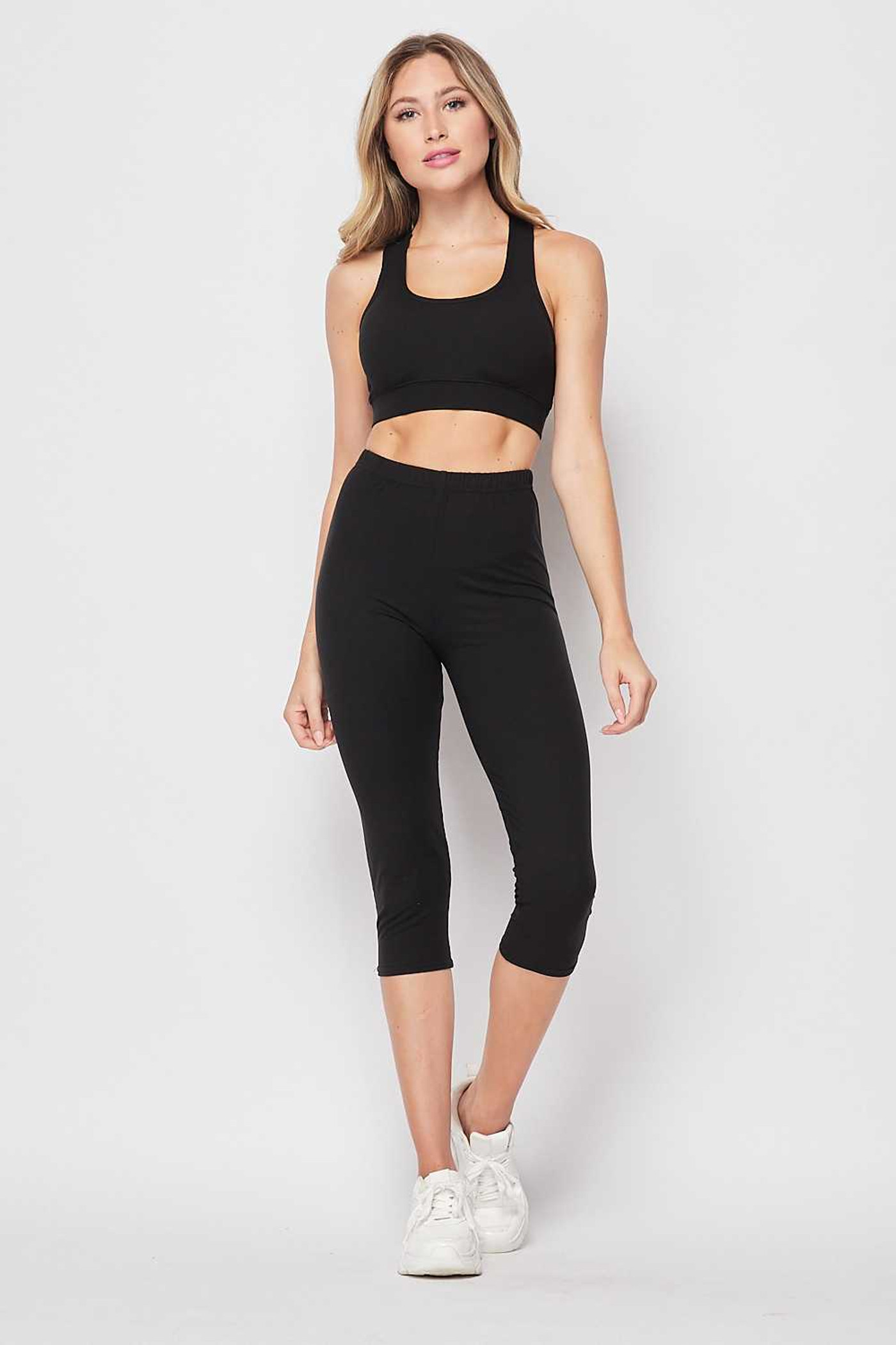 Buttery Smooth Basic Solid Capri and Crop Top Set