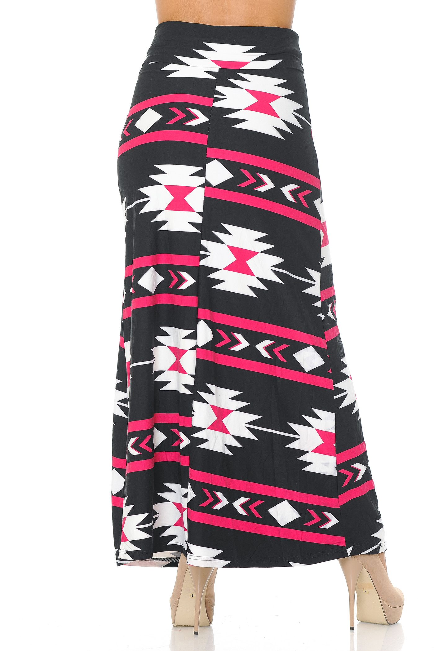 Mint on Black Aztec Tribal Buttery Smooth Maxi Skirt