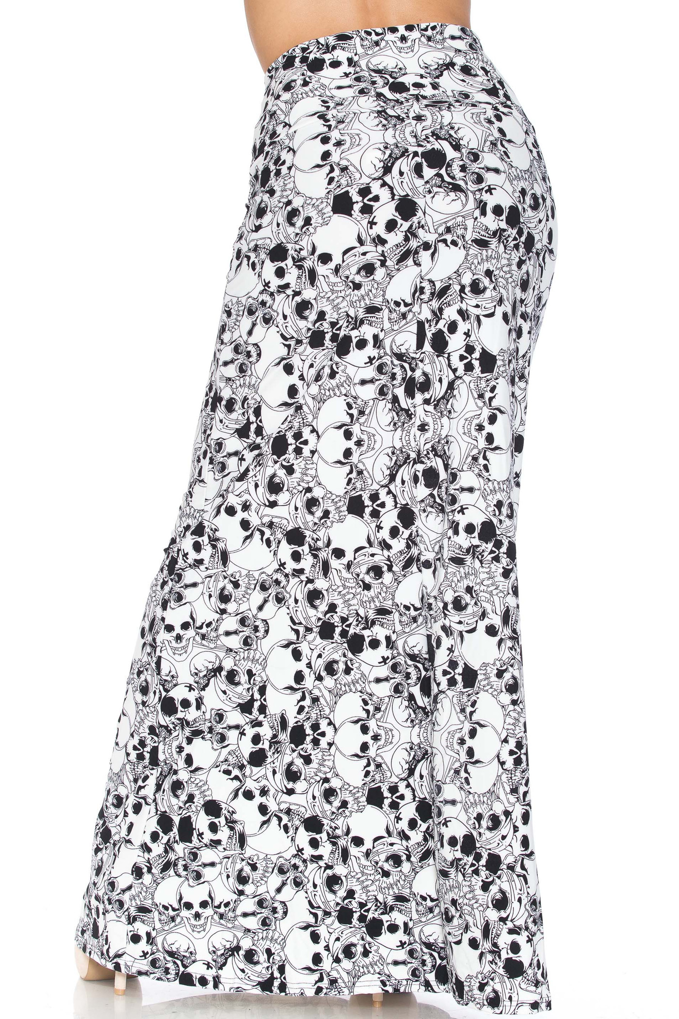 White Layers of Skulls Buttery Smooth Maxi Skirt