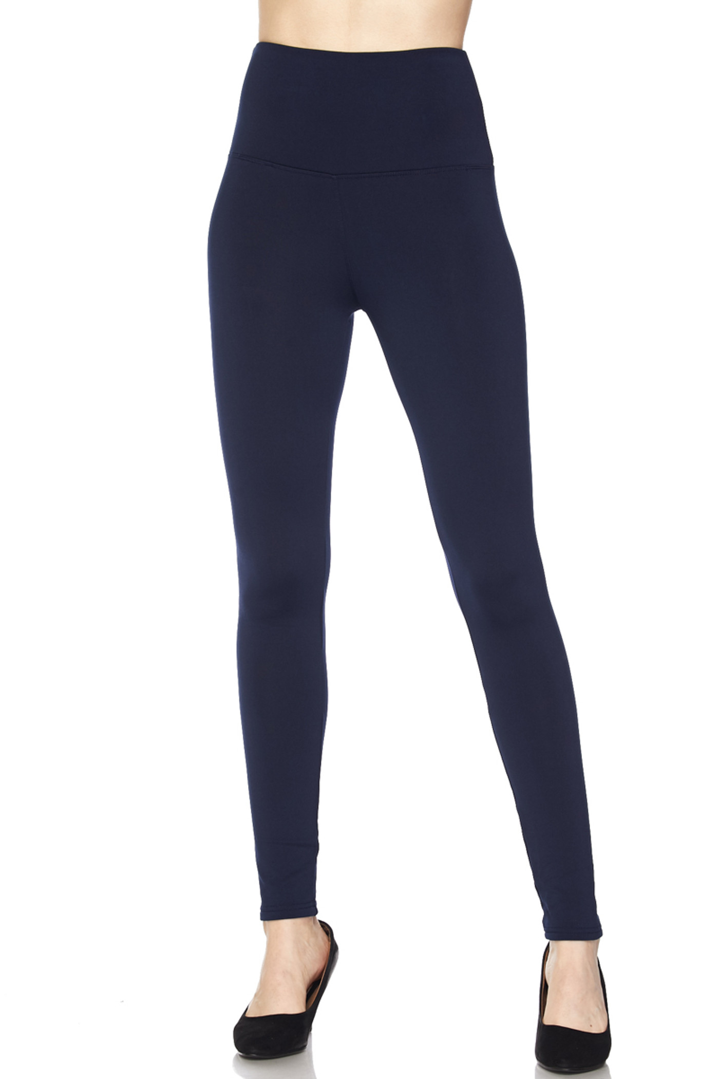 High Waisted Fleece Lined Leggings - 5 Inch Waistband