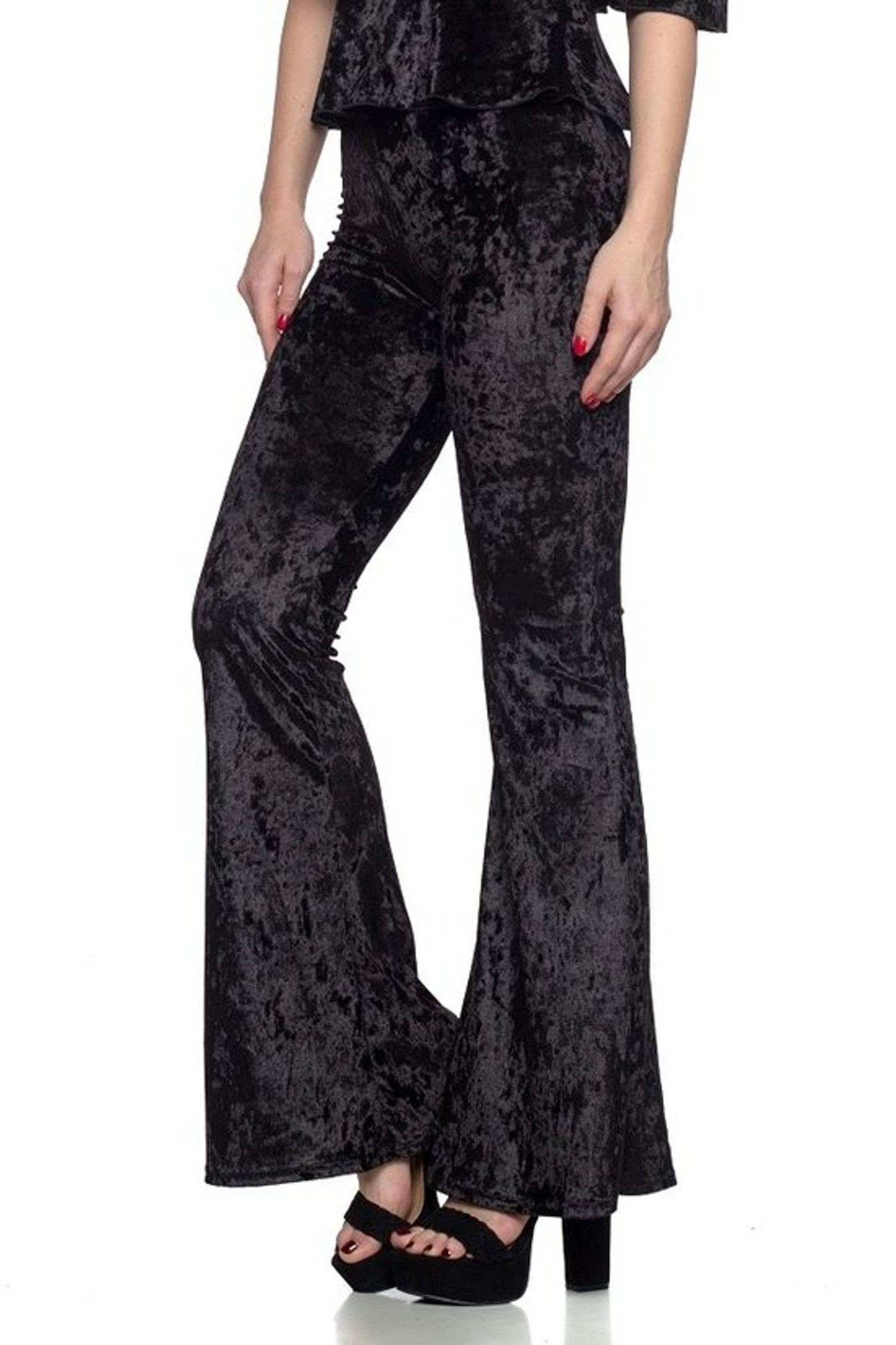 Women's pants KILLSTAR - Mahina Velvet Bell Bottoms - Black - KSRA005159 -  Metalshop.us