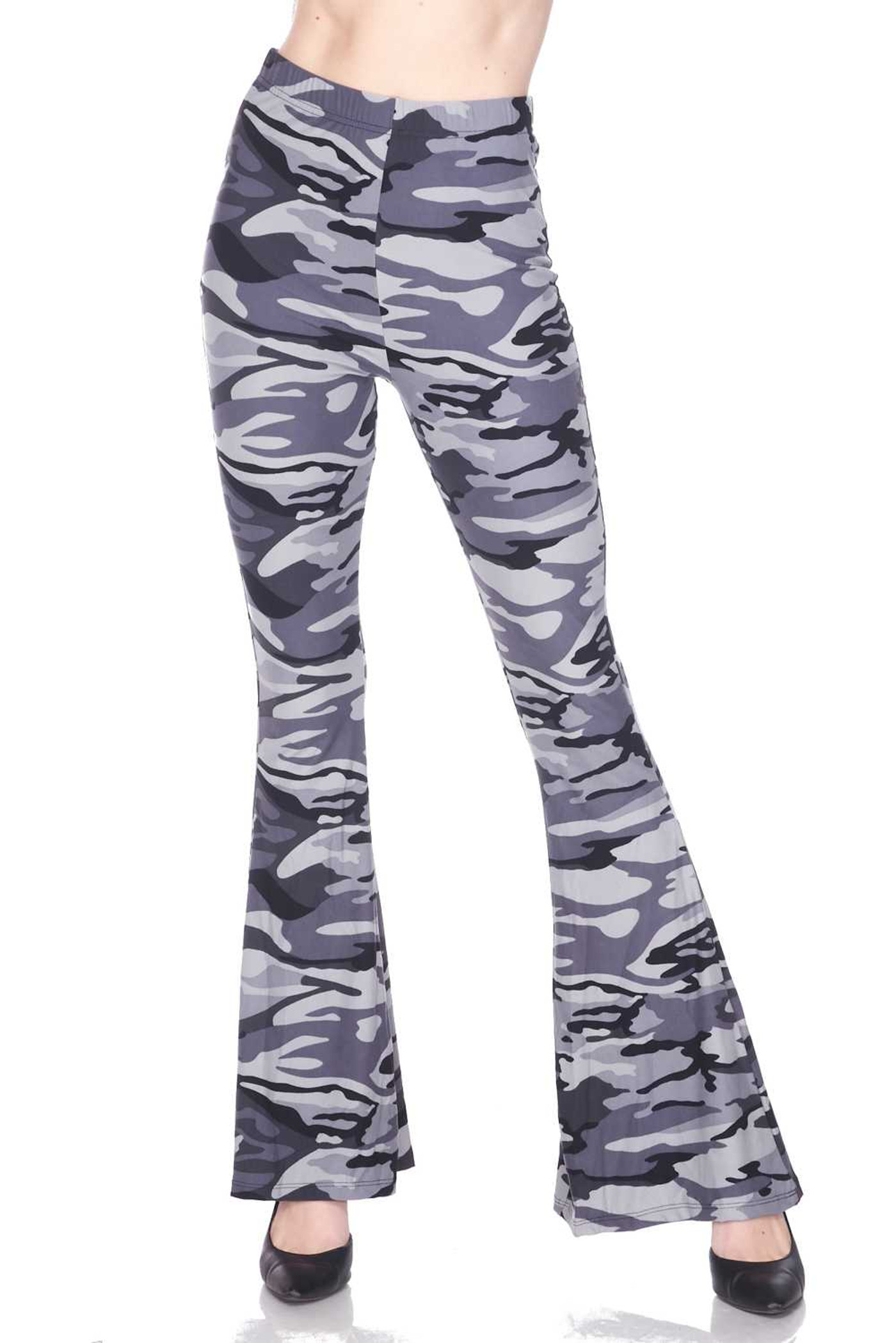 Buttery Smooth Charcoal Camouflage Bell Bottom Leggings