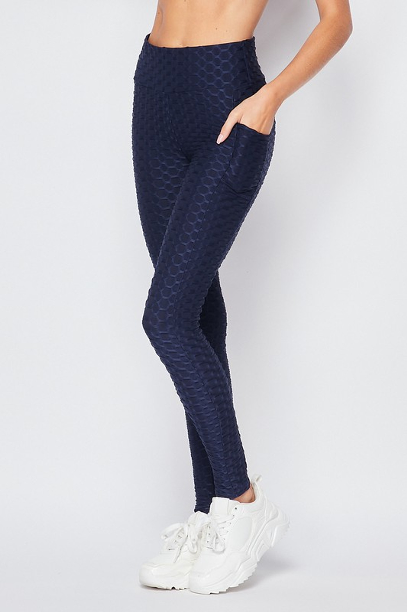 Scrunch Butt Textured High Waisted Plus Size Leggings with Pockets