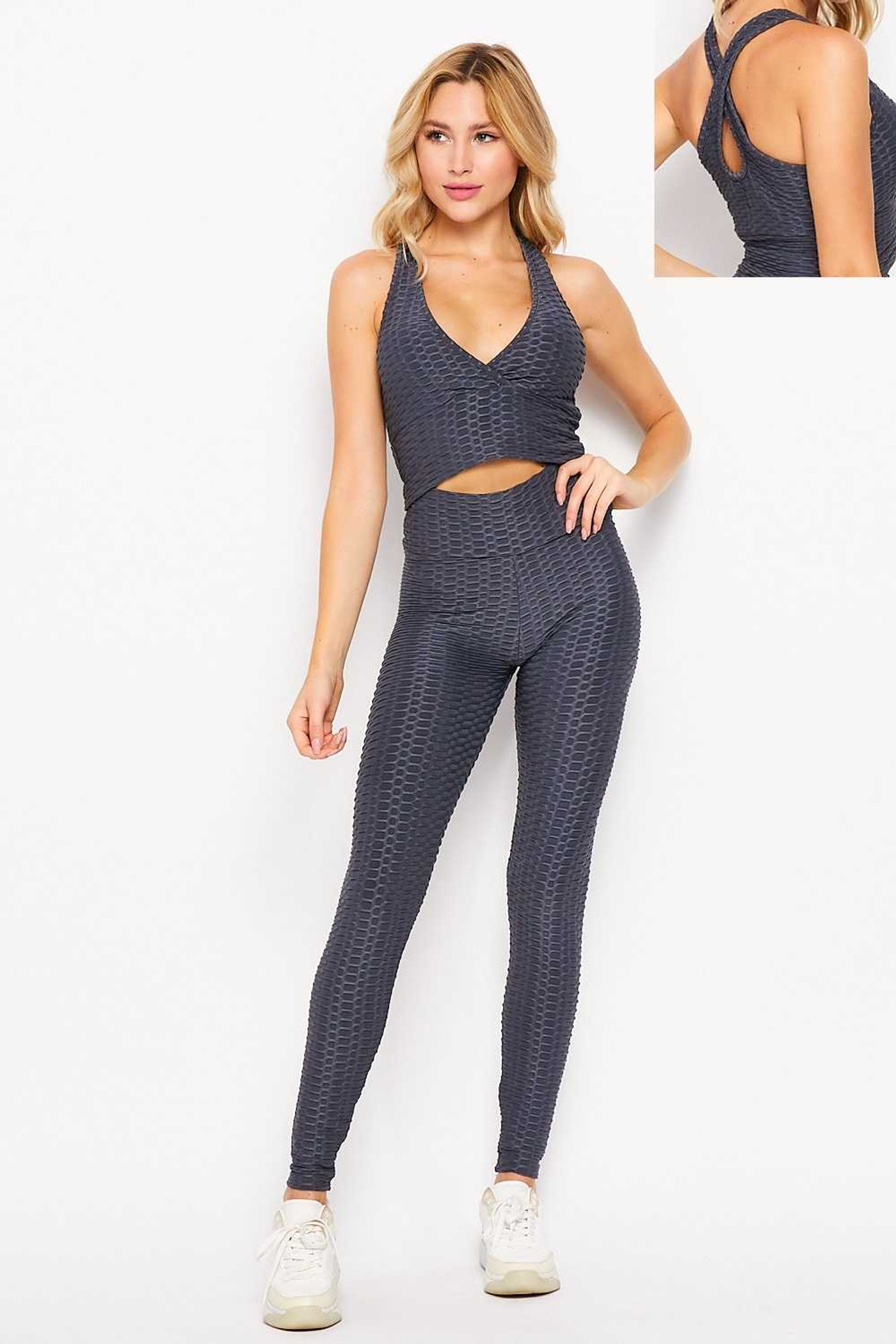 2 Piece Scrunch Butt Leggings and Crossover Bra Set