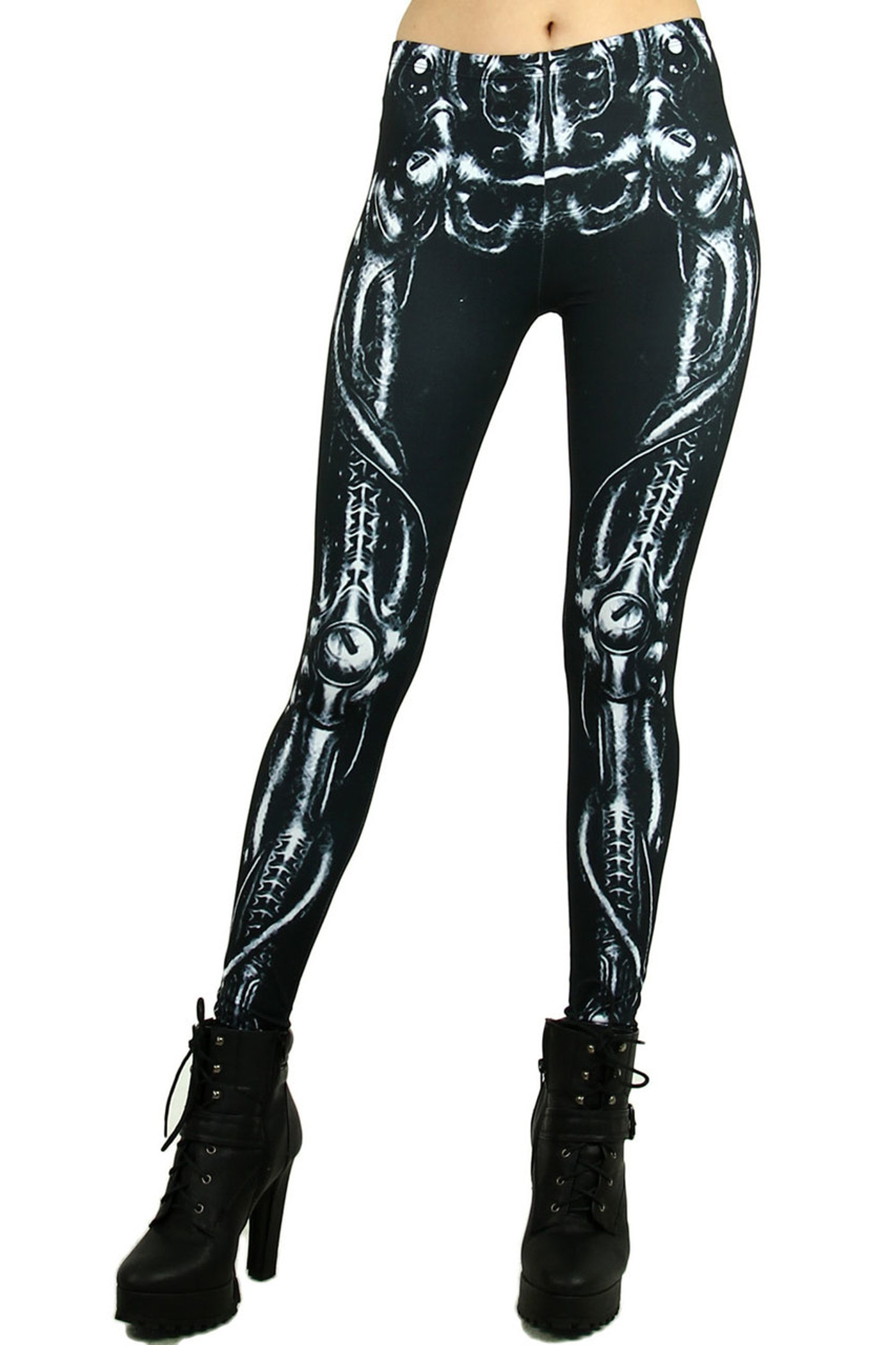 Black Mechanical Skeleton Leggings