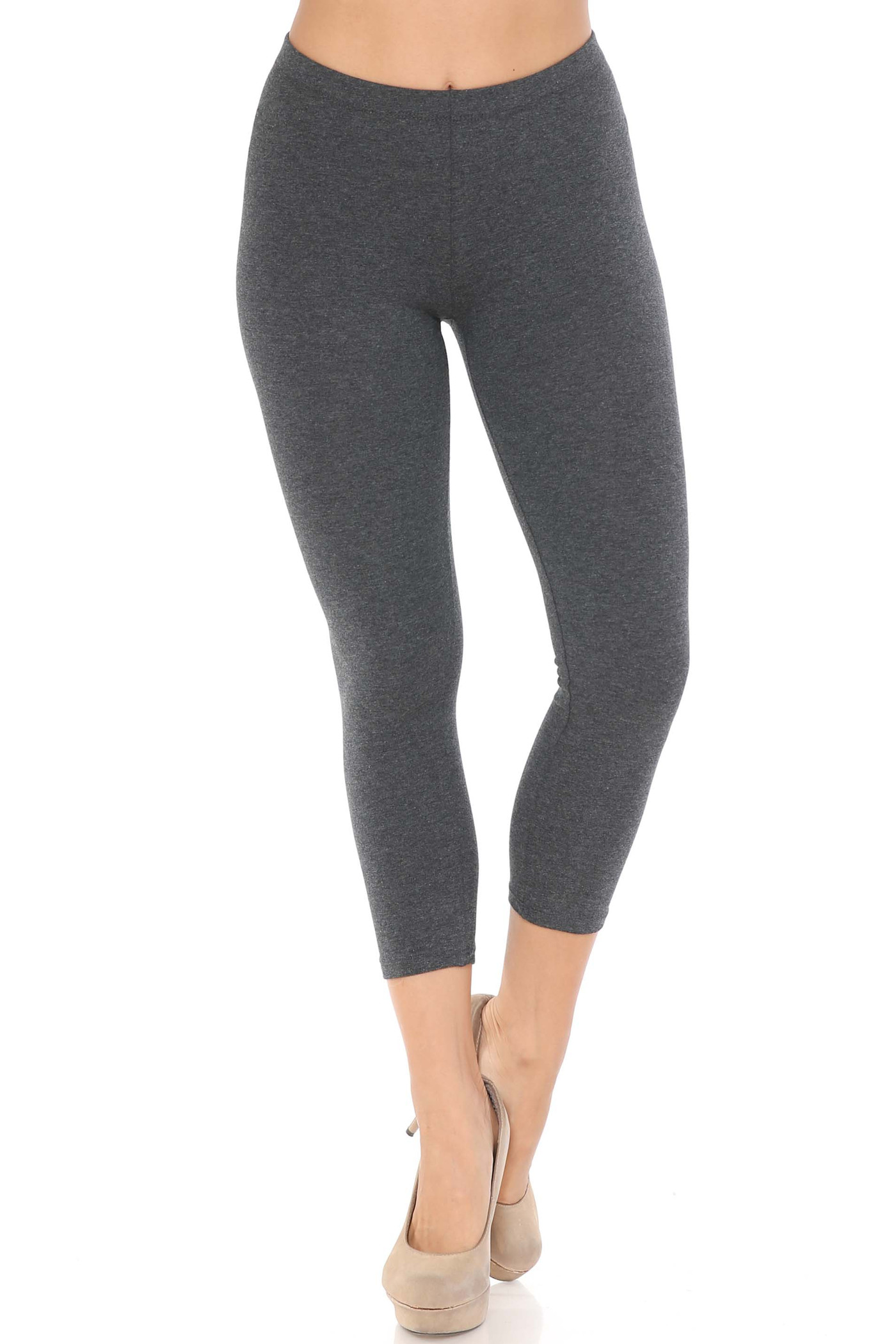 STRETCH COTTON CROPPED LEGGINGS