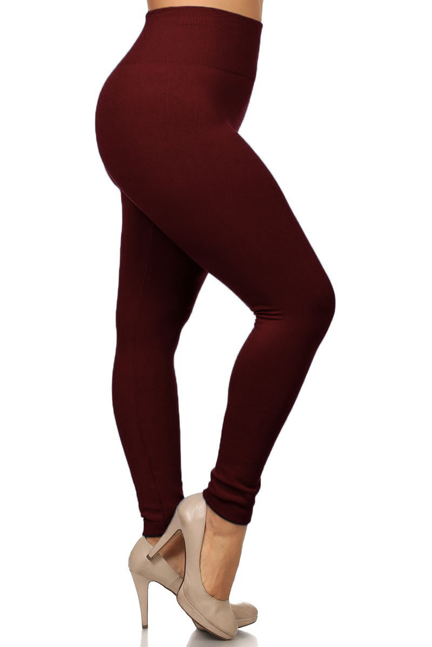 Large Size High Waist Leggings Women Solid Color Fleece Lined 2021