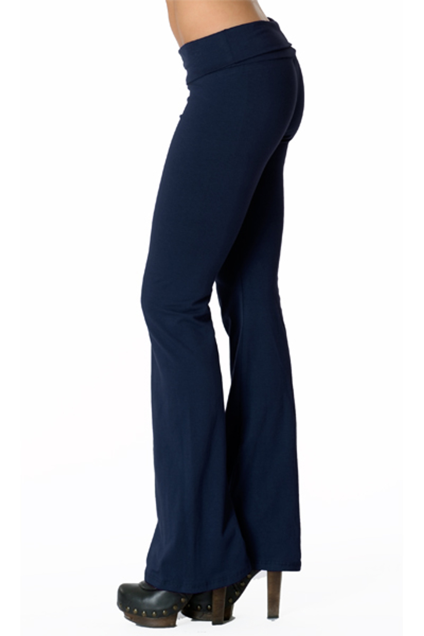 HIGH WAIST LEGGINGS Fold Over Waist Yoga Pants Dance Wear Comfy Home Wear  Fold Over Tights Navy -  Canada