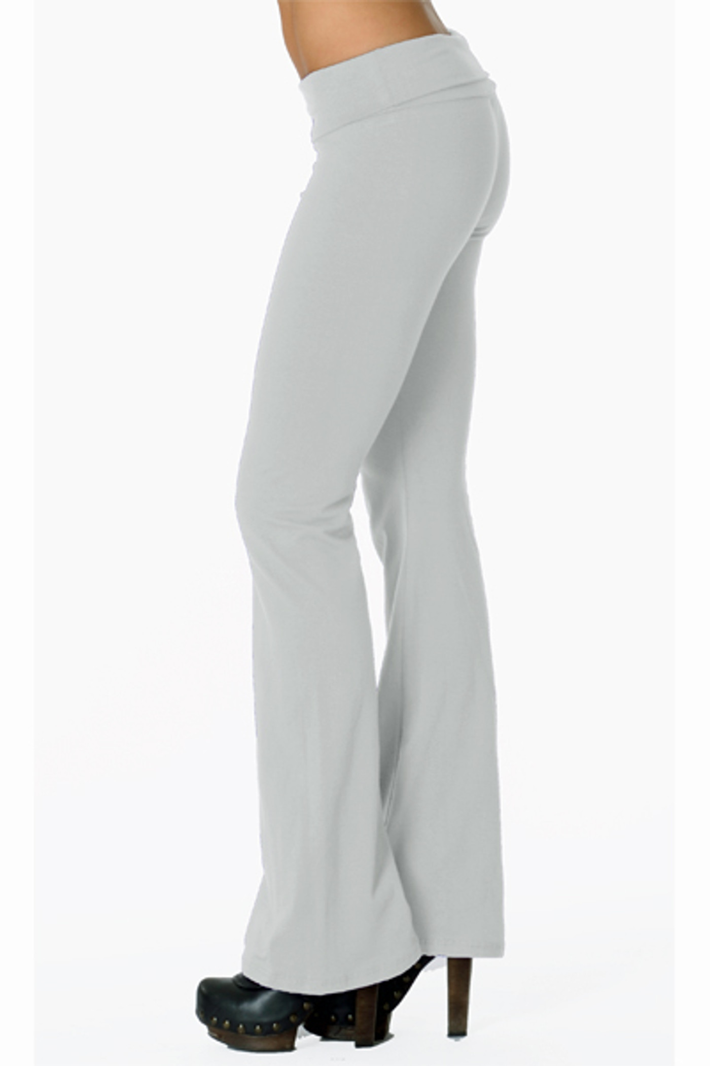 Charcoal Cotton Fold Over Waist Flare Pants