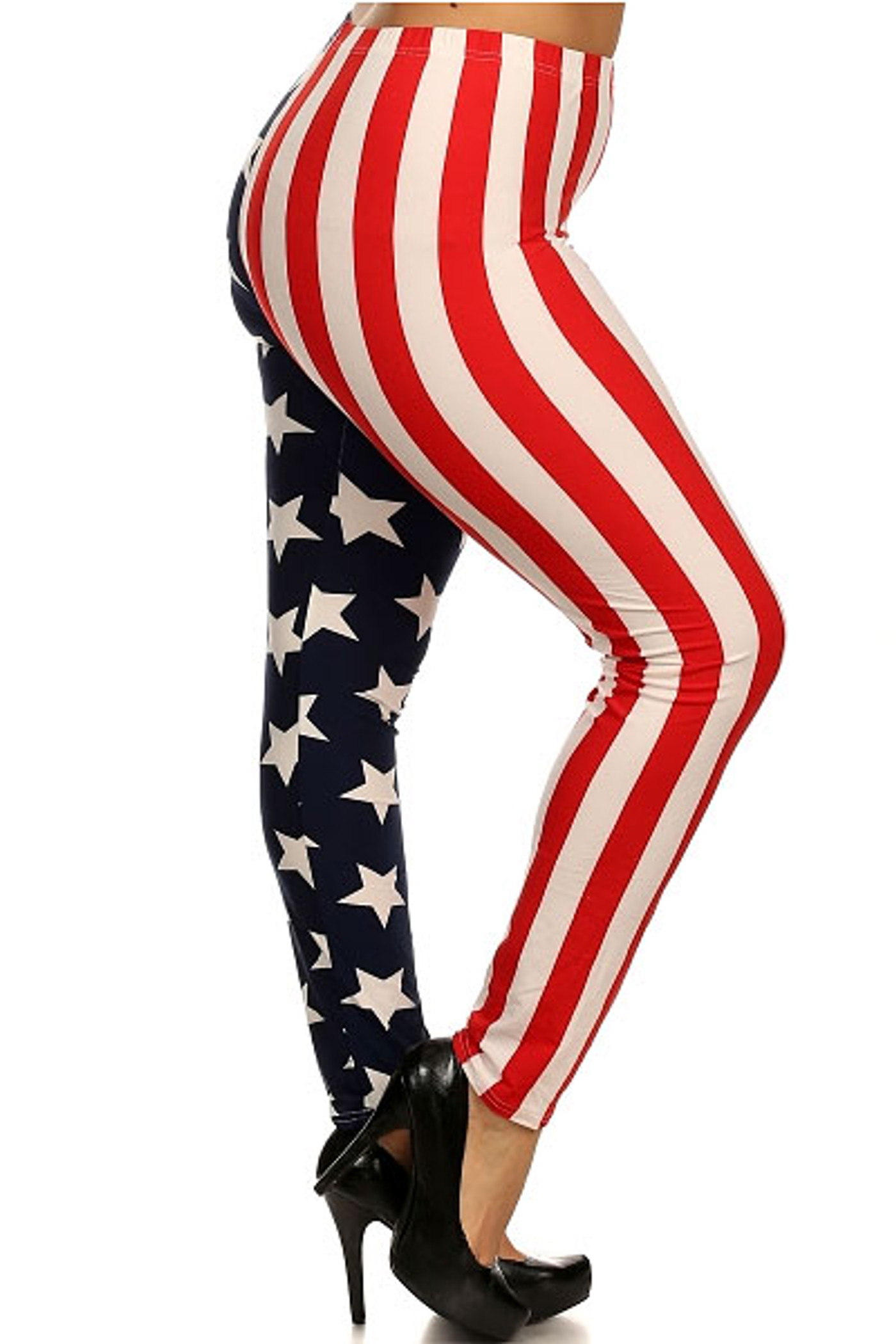 Split American Flag Leggings - Plus Size