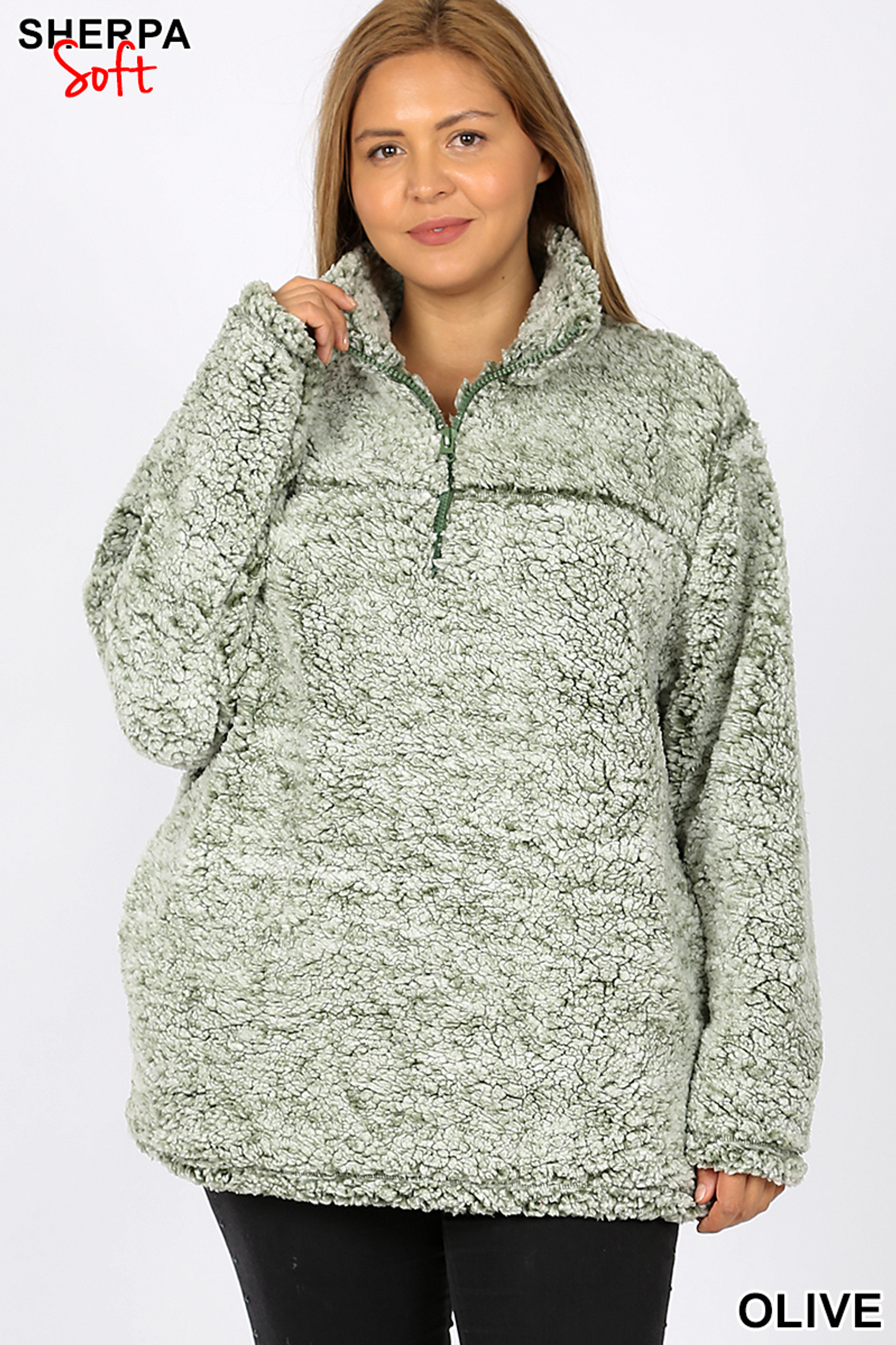 sherpa plus size pullover