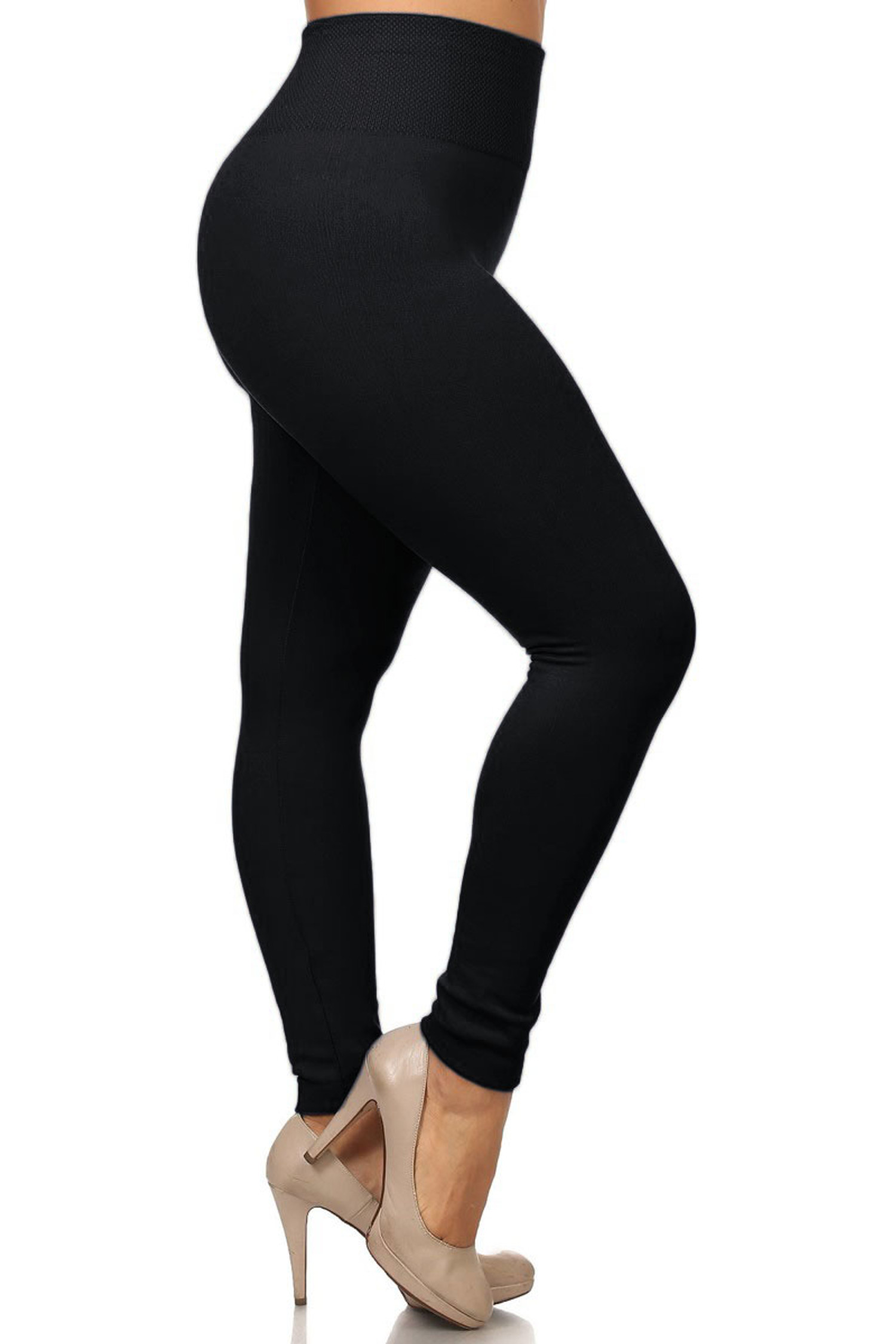 Plus Size High Waisted Fleece Lined Leggings Solid, Warm, Fall