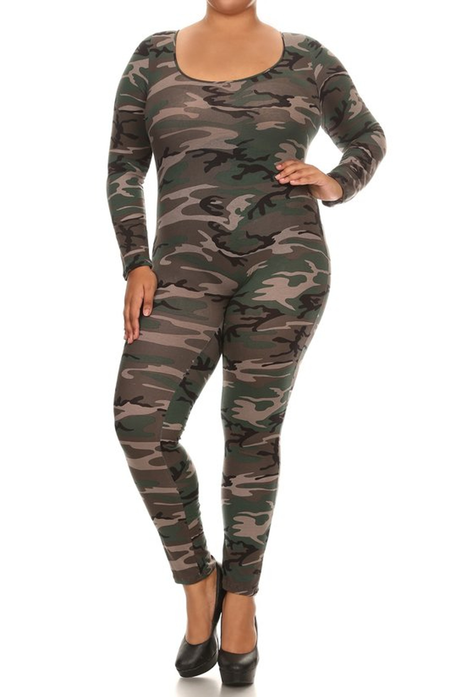 plus size camo jumpsuit