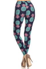 Brushed Teal Pineapple Plus Size Leggings - EEVEE