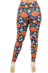 Creamy Soft Pumpkins and Halloween Candy Extra Plus Size Leggings - 3X-5X - USA Fashion™