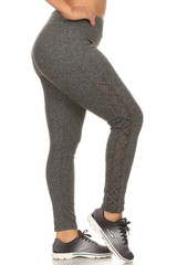 Side Crisscross Mesh Sport Plus Size Leggings