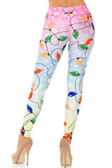 Ombre Christmas Lights High Waisted Leggings - Plus Size