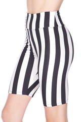 Buttery Smooth Vertical Wide Stripe Biker Shorts - 3 Inch Waist Band