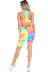 Neon Tie Dye 2 Piece Shorts and Cropped Bra Top Set